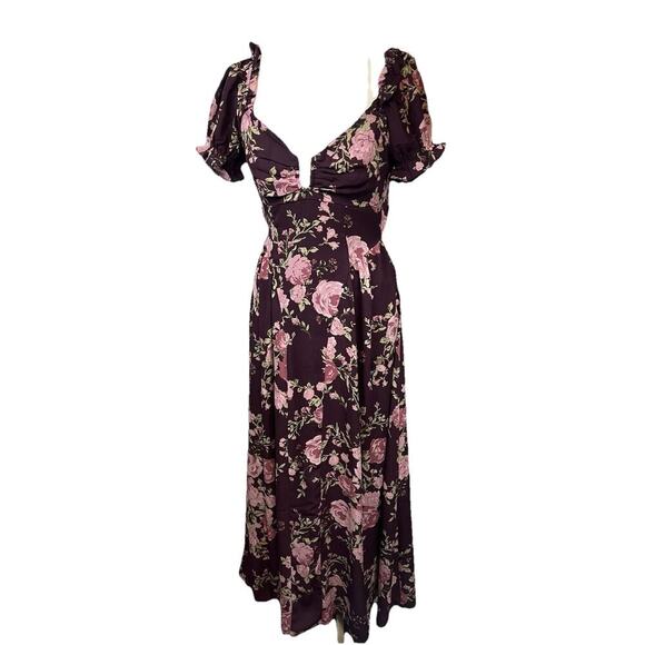 Crystal Sky Dresses & Skirts - Crystal Sky Floral Long Semi Open Back Tie Back Dress Size S